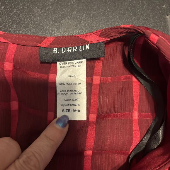 NWT B Darlin Dress Sz 9/10 Plaid Long Sleeve Lined Fit Flare Mini Holiday Party - Picture 7 of 8